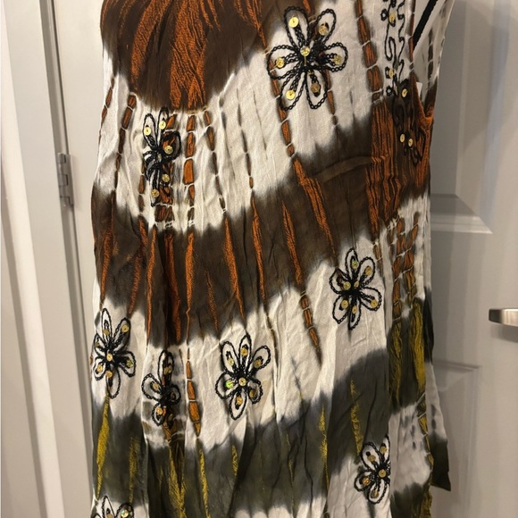 Vintage Jessica Taylor brown floral bohemian flowy tank size L - Picture 10 of 14